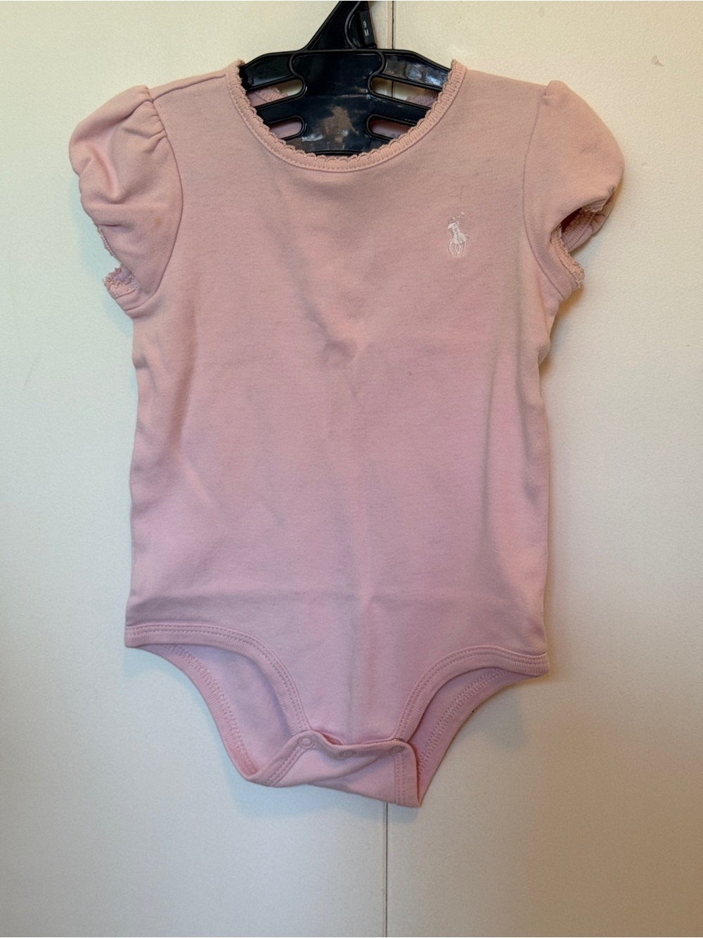 Ralph Lauren Light Pink Puff Sleeve Baby Bodysuit